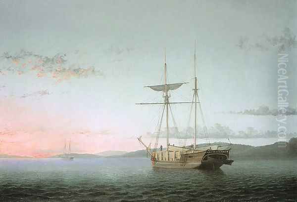 Lumber Schooners at Evening on Penobscot Bay 1860 Oil Painting by Fitz Hugh Lane