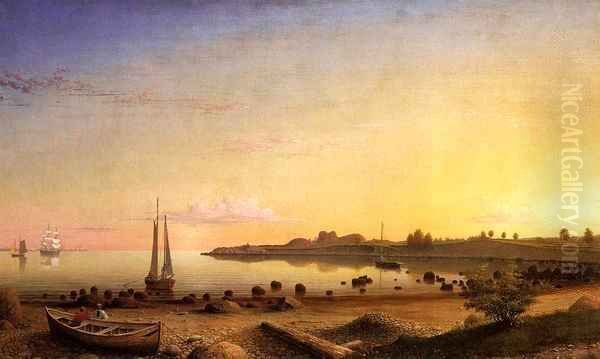 Stage Fort across Gloucester Harbor Oil Painting by Fitz Hugh Lane