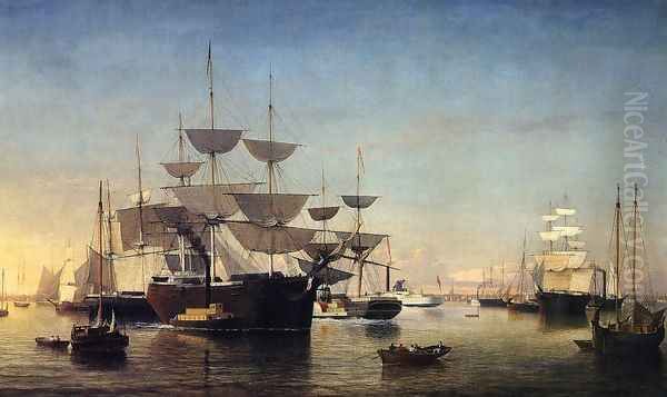 New York Harbor Oil Painting by Fitz Hugh Lane