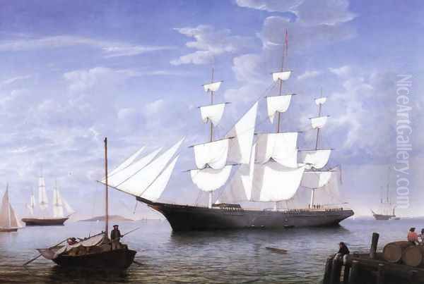 Star Light in Harbor Oil Painting by Fitz Hugh Lane