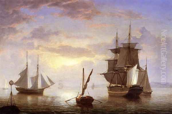 Ships in a Harbor, Sunrise by Fitz Hugh Lane