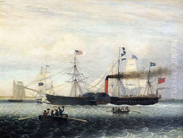 The Britannia Entering Boston Harbor Oil Painting by Fitz Hugh Lane