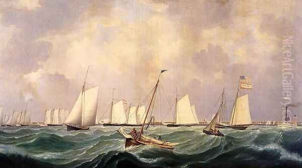 New York Yacht Club Regatta Oil Painting by Fitz Hugh Lane