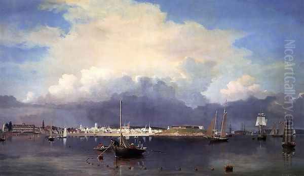 Gloucester Harbor Oil Painting by Fitz Hugh Lane