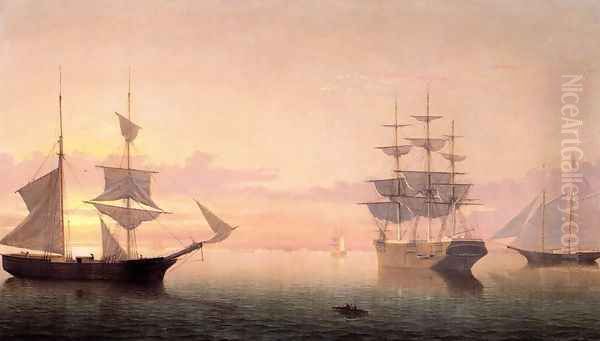 Ships at Sunrise Oil Painting by Fitz Hugh Lane