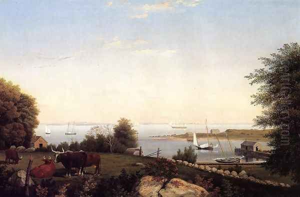 Gloucester from Brookbank Oil Painting by Fitz Hugh Lane