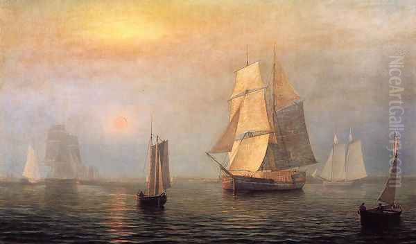 Shipping in Down East Waters Oil Painting by Fitz Hugh Lane