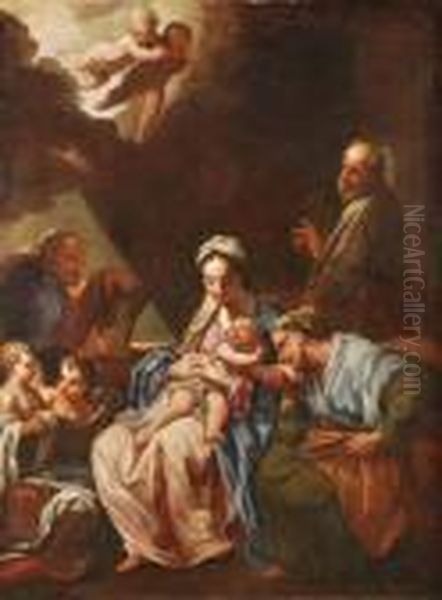 The Holyfamily With Saints Anne And Joachim Oil Painting by Paolo di Matteis