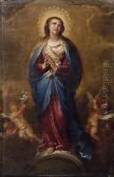 L'immacolata Con Angeli Oil Painting by Paolo di Matteis