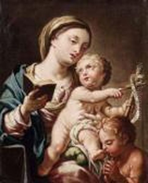 Madonna Con Bambino E S. Giovannino Oil Painting by Paolo di Matteis