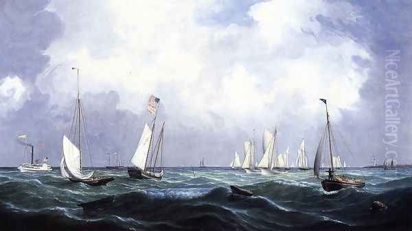 New York Yacht Club Regatta I Oil Painting by Fitz Hugh Lane