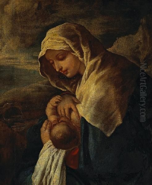 The Madonna Nursing The Christ Child Oil Painting by Paolo di Matteis