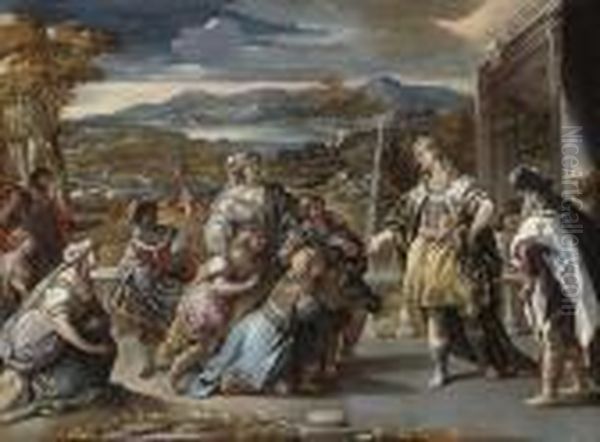 The Family Of Darius Before Alexander Oil Painting by Paolo di Matteis