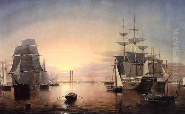 Boston Harbor at Sunset 1850 1855 2 Oil Painting by Fitz Hugh Lane