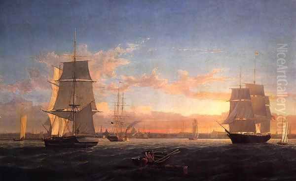 Boston Harbor at Sunset 1853 Oil Painting by Fitz Hugh Lane