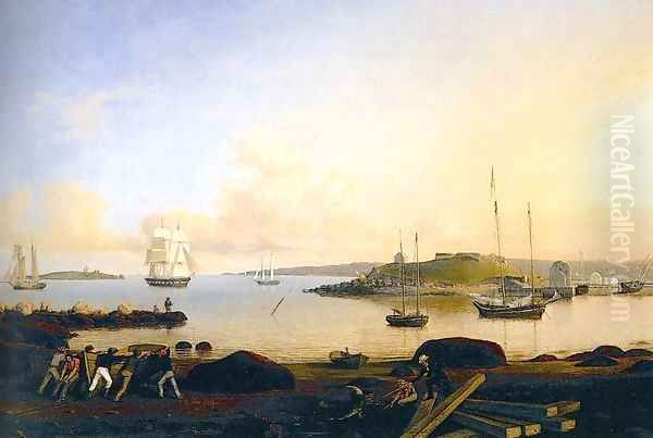 The Island and Fort of Ten Pound, Gloucester Oil Painting by Fitz Hugh Lane