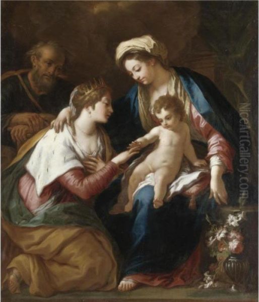 Nozze Mistiche Di Santa Caterina Oil Painting by Paolo di Matteis