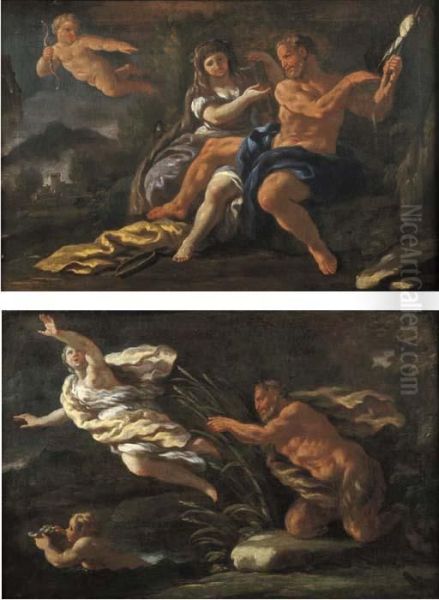 Ercole E Onfale Oil Painting by Paolo di Matteis