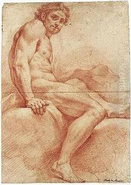 Study Of A Seated Male Nude Oil Painting by Paolo di Matteis