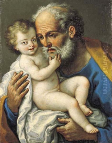 San Giuseppe Con Bambino Gesu Oil Painting by Paolo di Matteis