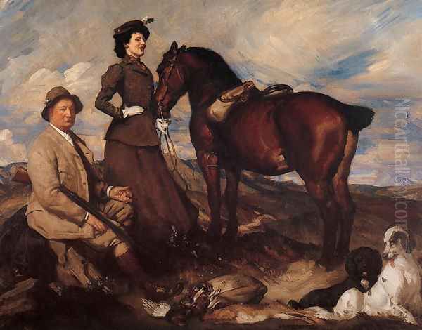 Miss Alison Preston and John Proctor on Mearbeck Moor Oil Painting by George Lambert