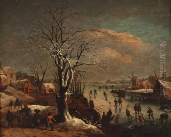 Winterliche Dorflandschaft Oil Painting by Joos De Momper