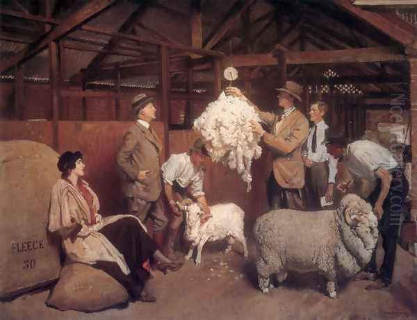 Weighing the Fleece Oil Painting by George Lambert