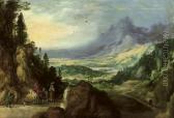 A Mountainous Landscape Oil Painting by Joos De Momper