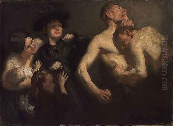 The wrestlers (The pugilists) Oil Painting by George Lambert