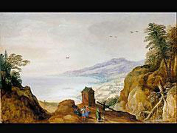 Weite Berglandschaft Mit Kapelle Auf Der Passhohe Oil Painting by Joos De Momper