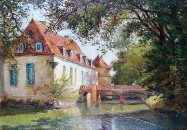 Chteau Du Parc-vieil A Champignelles(yonne) Oil Painting by Francois Richard De Montholon