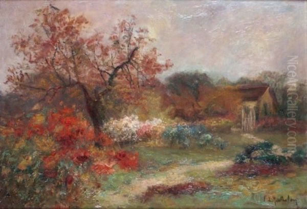 Petite Maison Dans Le Jardin Enautomne Oil Painting by Francois Richard De Montholon