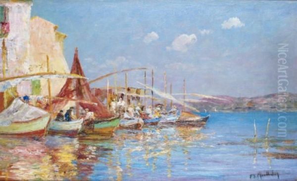 Le Port Des Martigues Oil Painting by Francois Richard De Montholon