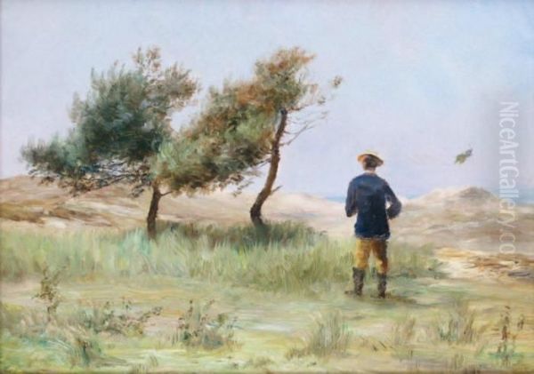 Promeneur Dans Les Dunes Duboulonnais Oil Painting by Francois Richard De Montholon