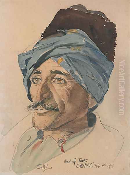 Head of a Turk, Chanak Oil Painting by George Lambert