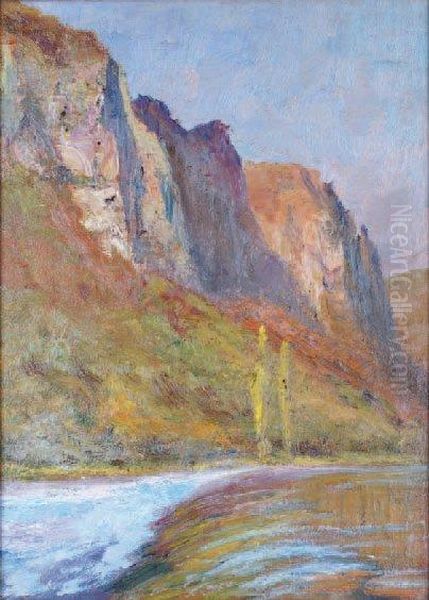 Torrent Au Pied De La Falaise Oil Painting by Francois Richard De Montholon