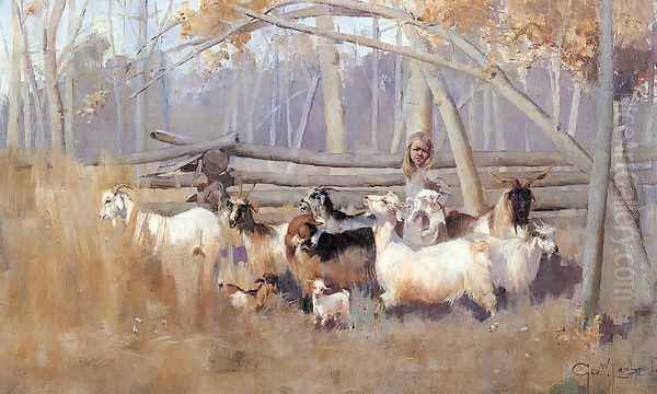 A Bush Idyll Oil Painting by George Lambert