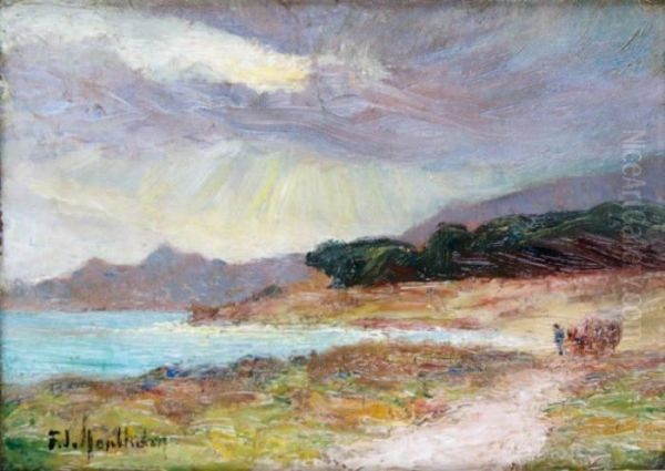 La Baie De La Ciotat Apresl'orage Oil Painting by Francois Richard De Montholon