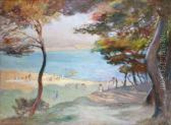 Plage Mediterraneenne Oil Painting by Francois Richard De Montholon