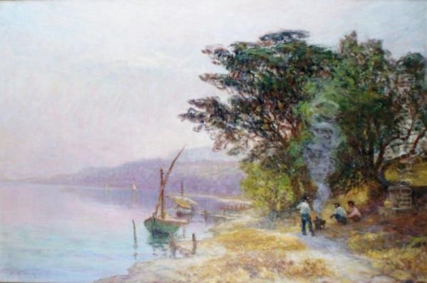 Pecheurs Pres D'une Fontaine Au Bordde La Mediterranee Oil Painting by Francois Richard De Montholon