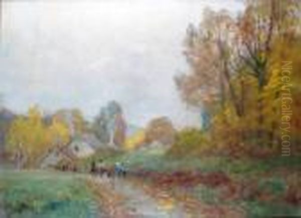 Le Retour Des Ecoliers Sur Un Chemin Al'automne Oil Painting by Francois Richard De Montholon