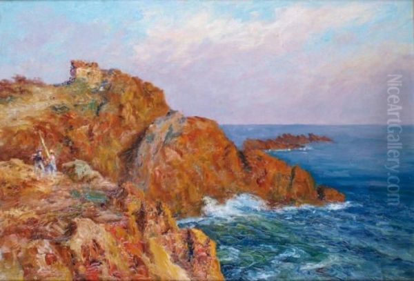 Les Rochers Rouges Sur L'esterel Presd'agay Oil Painting by Francois Richard De Montholon