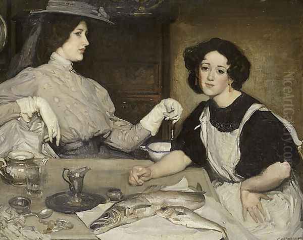 Lotty and a lady Oil Painting by George Lambert