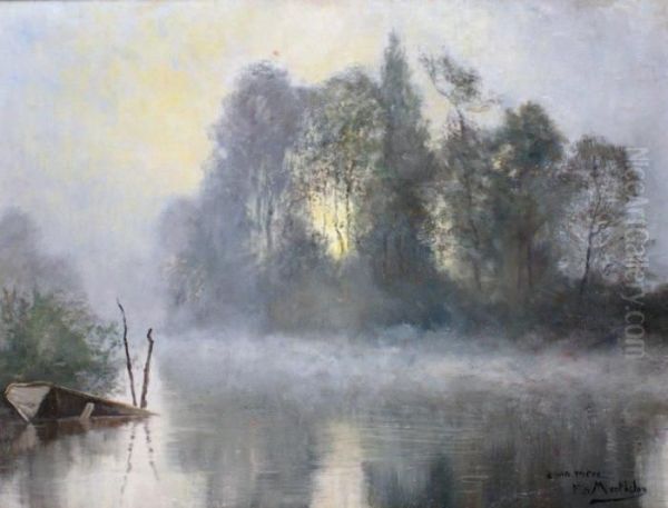 Aurore Sur L'etang Oil Painting by Francois Richard De Montholon