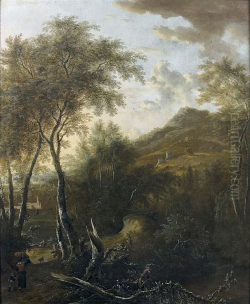 Chasseur Dans Un Paysage Montagneux Oil Painting by Frederick De Moucheron