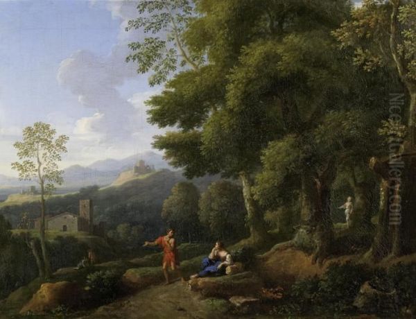 Mythological Landscape Scene Oil Painting by Frederick De Moucheron