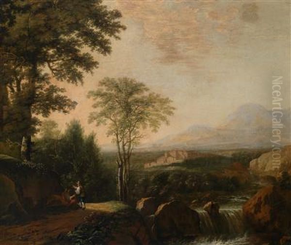 Suditalenische Berglandschaft Mit Wanderern Oil Painting by Frederick De Moucheron