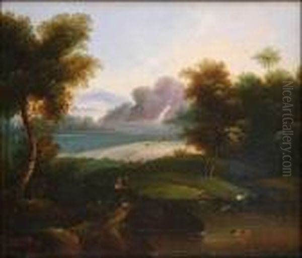 [attribution] Lake Andwaterfall Oil Painting by Frederick De Moucheron