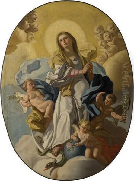 Madonna In Gloria Oil Painting by Francesco de Mura