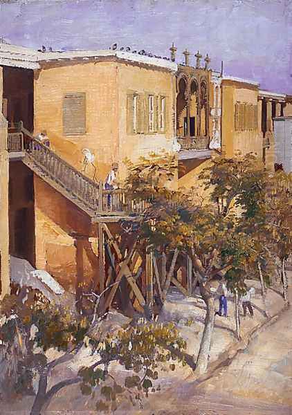 Courtyard, 14th Australian General Hospital, Abbassia Oil Painting by George Lambert